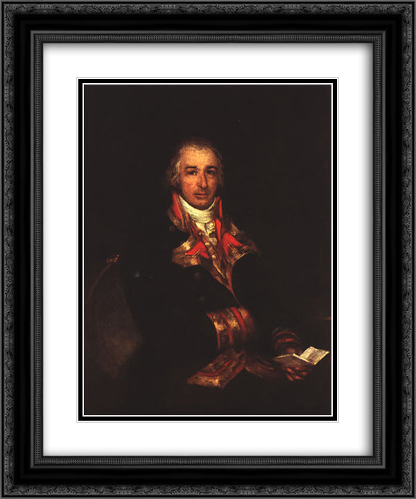Portrait of Don Jose Queralto 20x24 Black Ornate Wood Framed Art Print Poster with Double Matting by Goya, Francisco