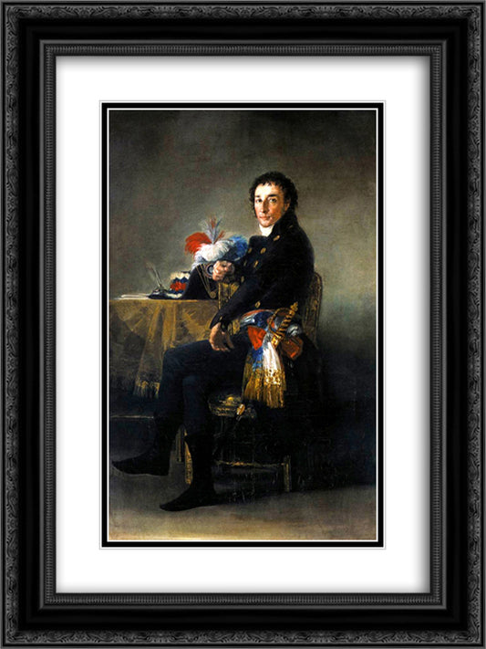 Portrait of Ferdinand Guillemardet 18x24 Black Ornate Wood Framed Art Print Poster with Double Matting by Goya, Francisco