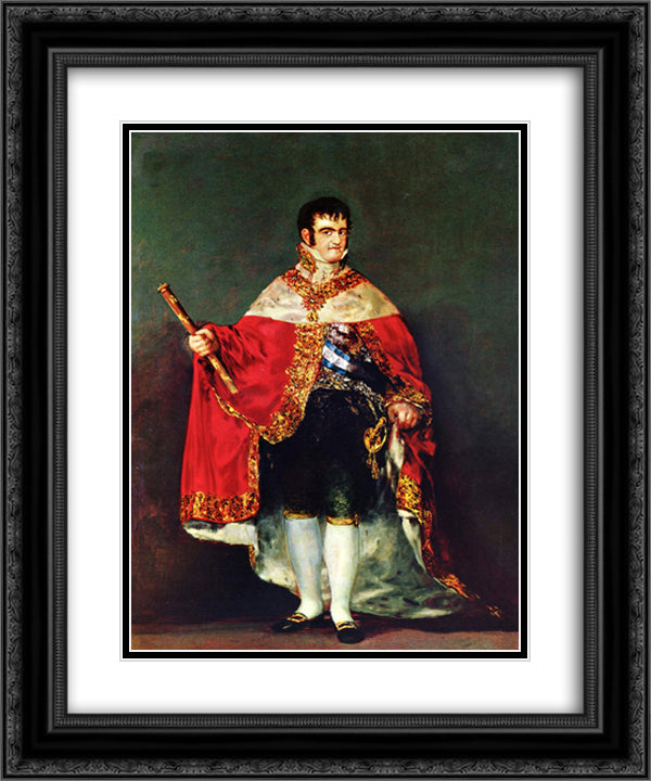 Portrait of Ferdinand VII 20x24 Black Ornate Wood Framed Art Print Poster with Double Matting by Goya, Francisco