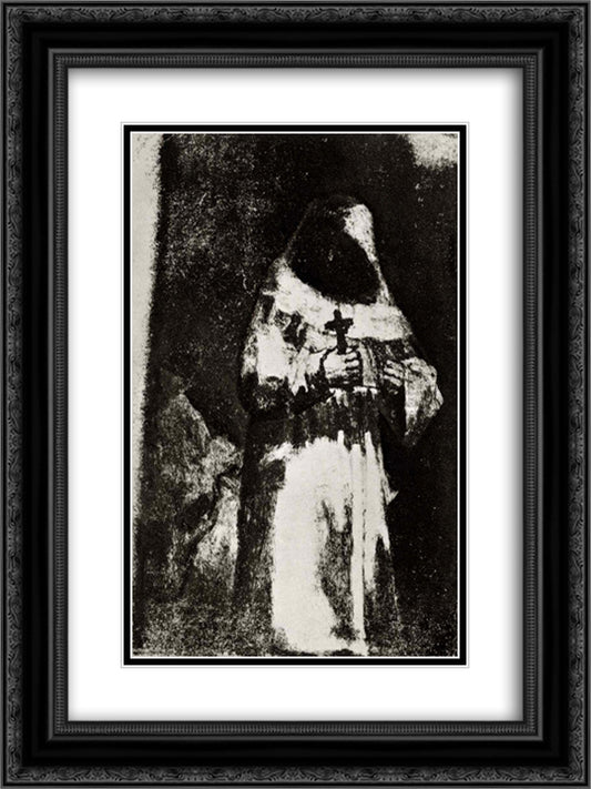The monk 18x24 Black Ornate Wood Framed Art Print Poster with Double Matting by Goya, Francisco