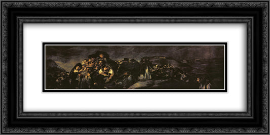 The Pilgrimage of San Isidro 24x12 Black Ornate Wood Framed Art Print Poster with Double Matting by Goya, Francisco