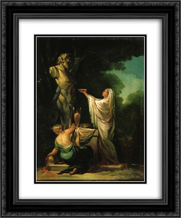 The Sacrifice to Priapus 20x24 Black Ornate Wood Framed Art Print Poster with Double Matting by Goya, Francisco