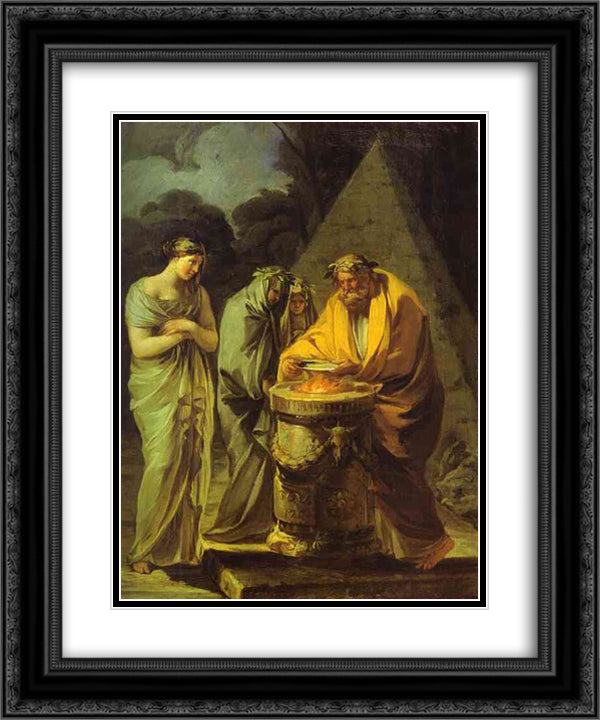 The Sacrifice to Vesta 20x24 Black Ornate Wood Framed Art Print Poster with Double Matting by Goya, Francisco
