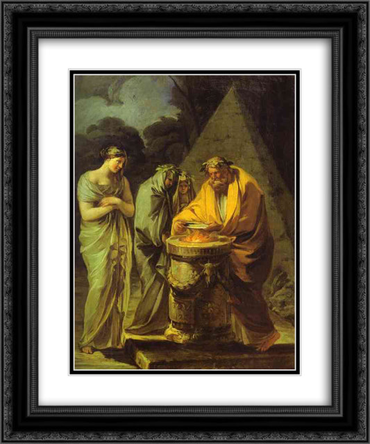 The Sacrifice to Vesta 20x24 Black Ornate Wood Framed Art Print Poster with Double Matting by Goya, Francisco