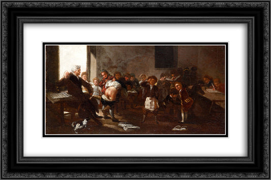 The school scene 24x16 Black Ornate Wood Framed Art Print Poster with Double Matting by Goya, Francisco