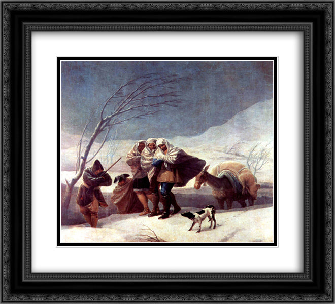 The Snowstorm (Winter) 22x20 Black Ornate Wood Framed Art Print Poster with Double Matting by Goya, Francisco