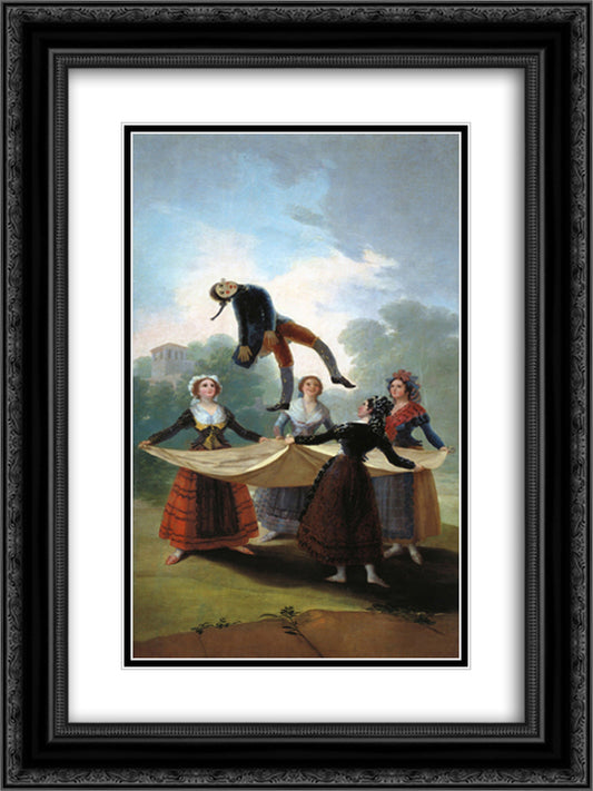 The Straw Manikin 18x24 Black Ornate Wood Framed Art Print Poster with Double Matting by Goya, Francisco