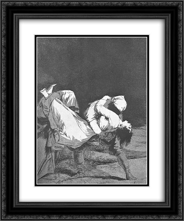 They Carried her Off 20x24 Black Ornate Wood Framed Art Print Poster with Double Matting by Goya, Francisco