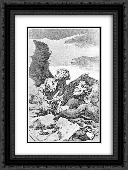 They Pare 18x24 Black Ornate Wood Framed Art Print Poster with Double Matting by Goya, Francisco