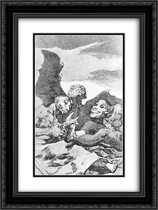They Pare 18x24 Black Ornate Wood Framed Art Print Poster with Double Matting by Goya, Francisco