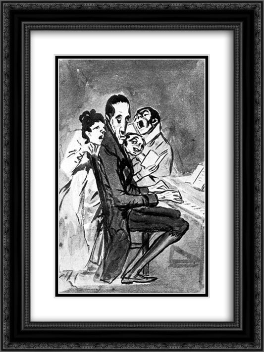They Sing for the Composer 18x24 Black Ornate Wood Framed Art Print Poster with Double Matting by Goya, Francisco