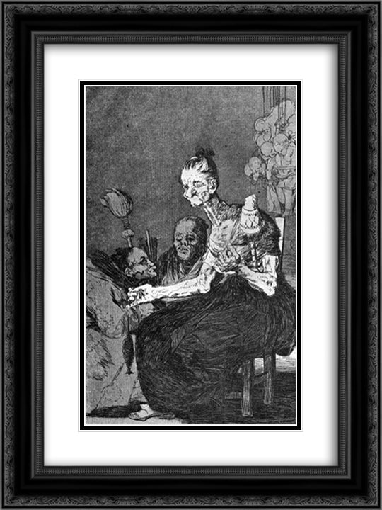They spin finely 18x24 Black Ornate Wood Framed Art Print Poster with Double Matting by Goya, Francisco