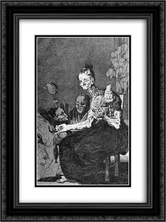 They spin finely 18x24 Black Ornate Wood Framed Art Print Poster with Double Matting by Goya, Francisco