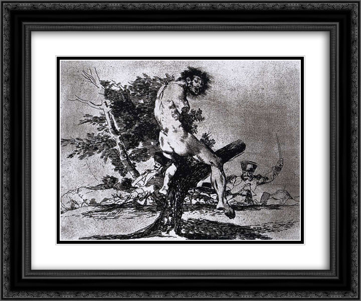 This is worse 24x20 Black Ornate Wood Framed Art Print Poster with Double Matting by Goya, Francisco