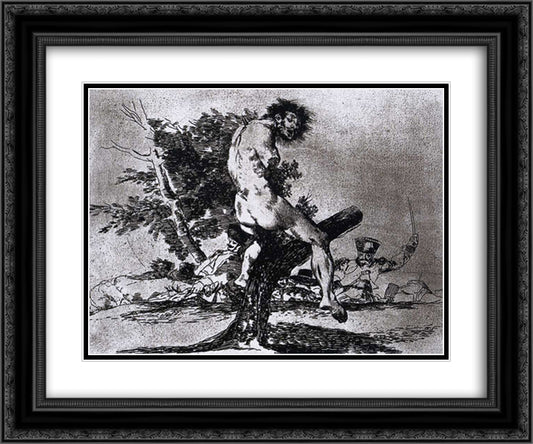 This is worse 24x20 Black Ornate Wood Framed Art Print Poster with Double Matting by Goya, Francisco