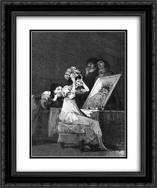 Till death 20x24 Black Ornate Wood Framed Art Print Poster with Double Matting by Goya, Francisco