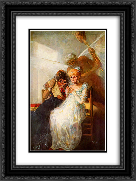 Time of the Old Women 18x24 Black Ornate Wood Framed Art Print Poster with Double Matting by Goya, Francisco