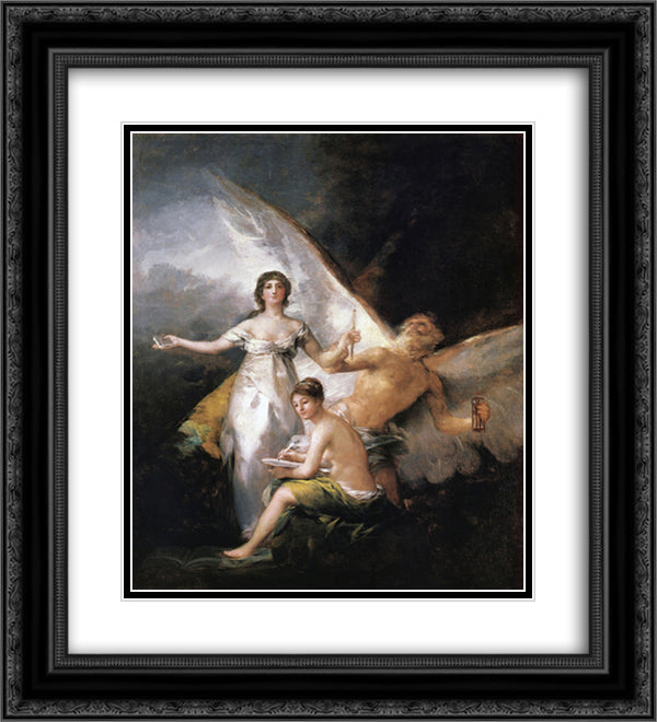 Truth Rescued by Time, Witnessed by History 20x22 Black Ornate Wood Framed Art Print Poster with Double Matting by Goya, Francisco