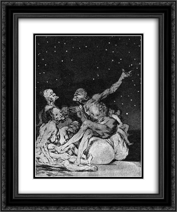 When day breaks we will be off 20x24 Black Ornate Wood Framed Art Print Poster with Double Matting by Goya, Francisco