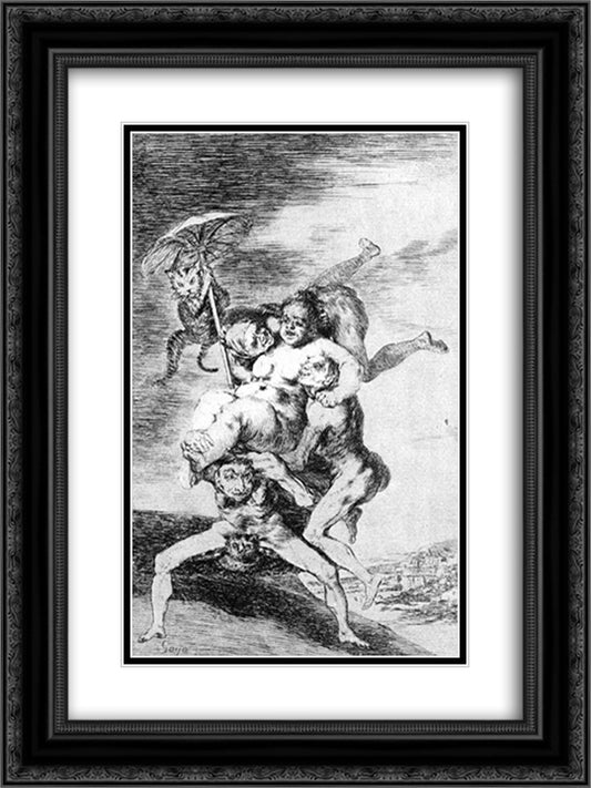 Where is mother going 18x24 Black Ornate Wood Framed Art Print Poster with Double Matting by Goya, Francisco