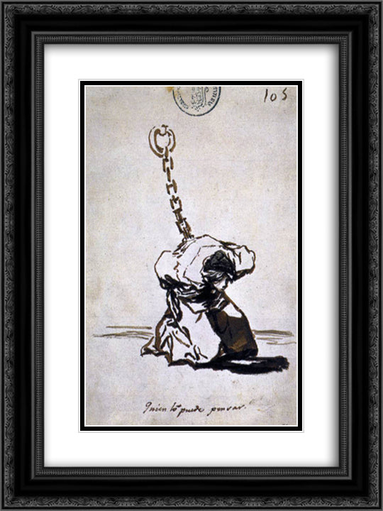 Who Can Think of It 18x24 Black Ornate Wood Framed Art Print Poster with Double Matting by Goya, Francisco