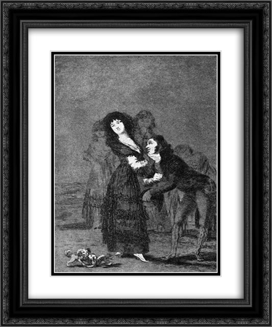 Who is more overcome 20x24 Black Ornate Wood Framed Art Print Poster with Double Matting by Goya, Francisco