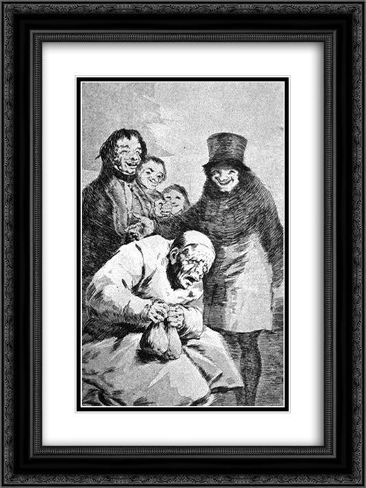 Why hide them 18x24 Black Ornate Wood Framed Art Print Poster with Double Matting by Goya, Francisco