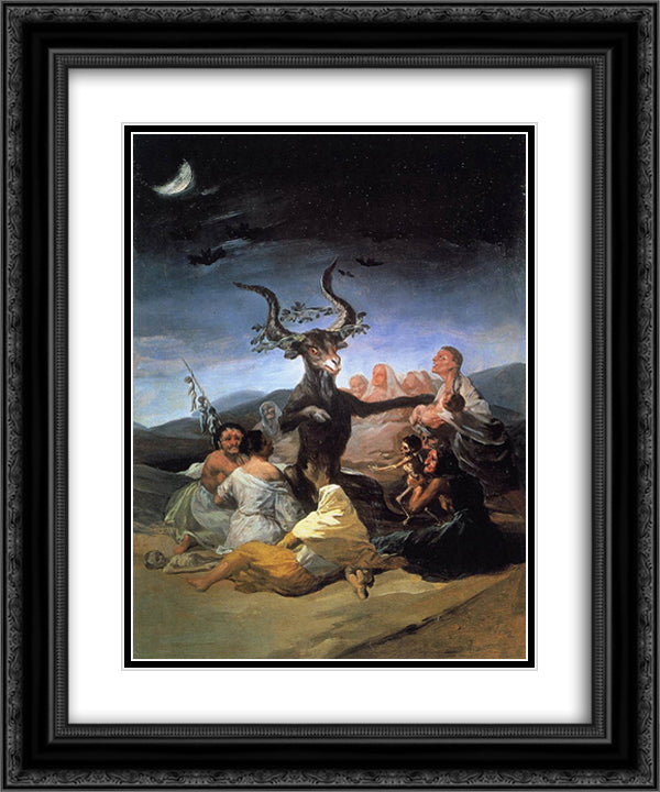 Witches Sabbath 20x24 Black Ornate Wood Framed Art Print Poster with Double Matting by Goya, Francisco