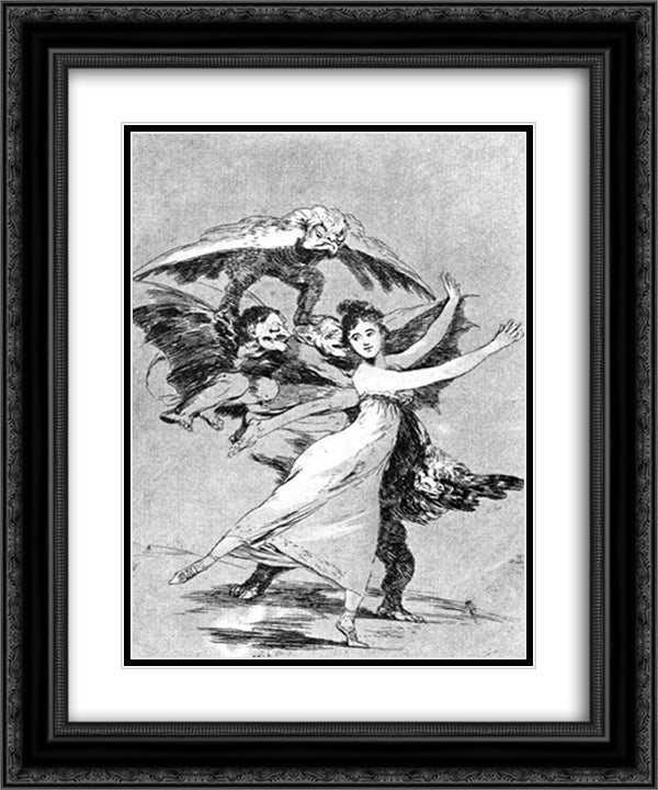 You will not escape 20x24 Black Ornate Wood Framed Art Print Poster with Double Matting by Goya, Francisco