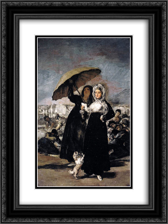 Young Woman with a Letter 18x24 Black Ornate Wood Framed Art Print Poster with Double Matting by Goya, Francisco