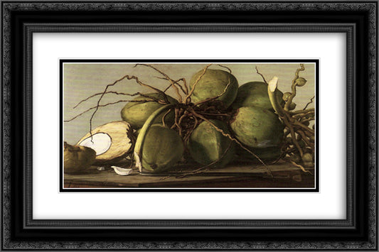 Cocos 24x16 Black Ornate Wood Framed Art Print Poster with Double Matting by Oller, Francisco