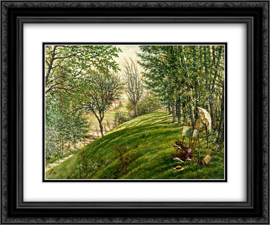 French Landscape I 24x20 Black Ornate Wood Framed Art Print Poster with Double Matting by Oller, Francisco