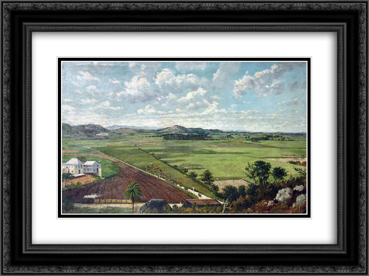 La Hacienda Buenavista en Ponce, Puerto Rico 24x18 Black Ornate Wood Framed Art Print Poster with Double Matting by Oller, Francisco