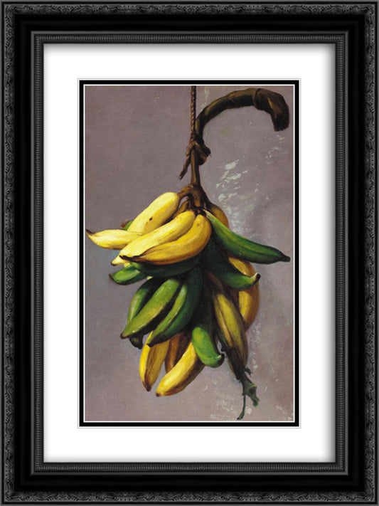 Platanos amarillos 1893 18x24 Black Ornate Wood Framed Art Print Poster with Double Matting by Oller, Francisco