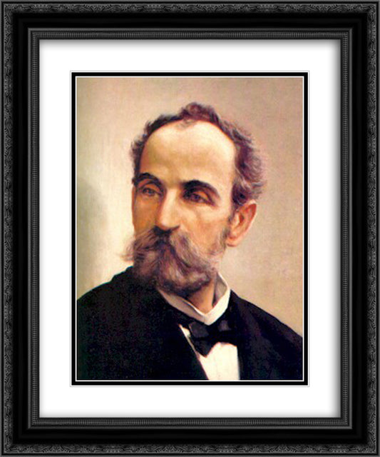 Portrait of Eugenio Maria de Hostos 20x24 Black Ornate Wood Framed Art Print Poster with Double Matting by Oller, Francisco