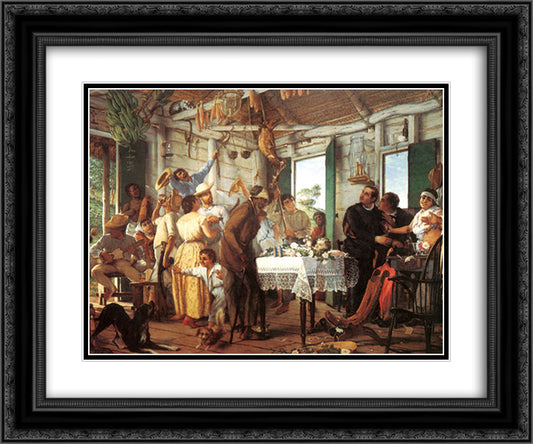 The Wake 24x20 Black Ornate Wood Framed Art Print Poster with Double Matting by Oller, Francisco