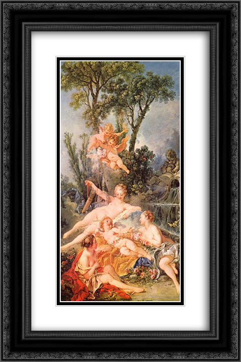 Amor a prisoner 16x24 Black Ornate Wood Framed Art Print Poster with Double Matting by Boucher, Francois