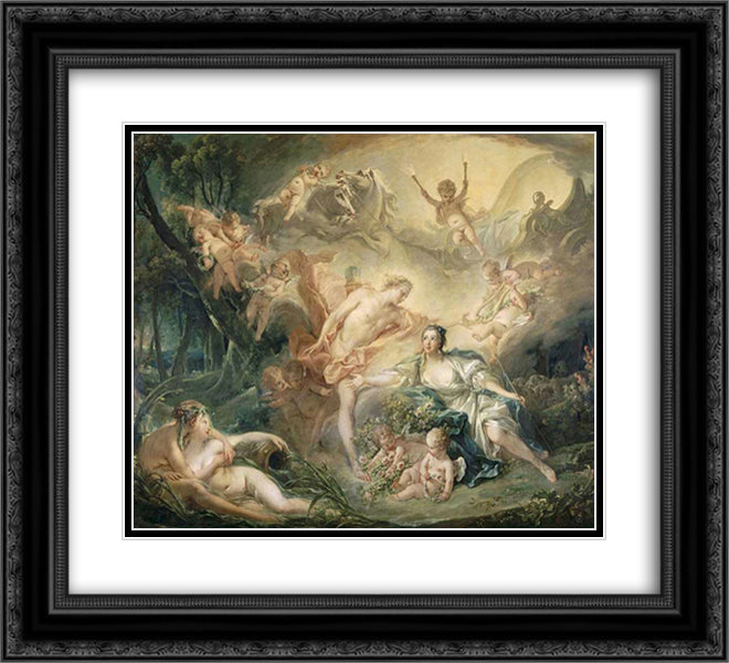 Apollo Revealing his Divinity to the Shepherdess Isse 22x20 Black Ornate Wood Framed Art Print Poster with Double Matting by Boucher, Francois