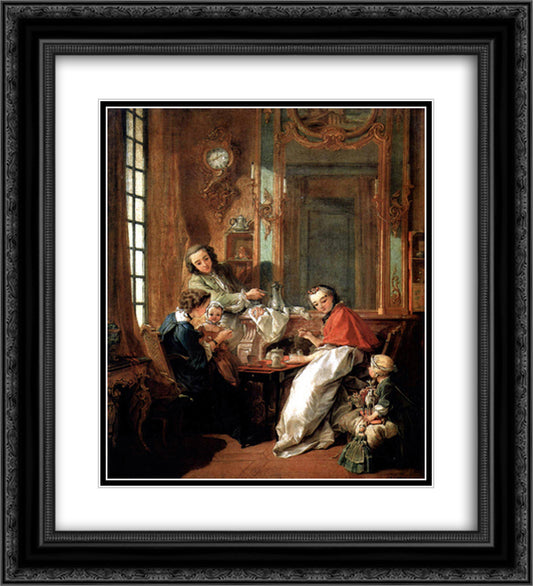 Breakfast 20x22 Black Ornate Wood Framed Art Print Poster with Double Matting by Boucher, Francois