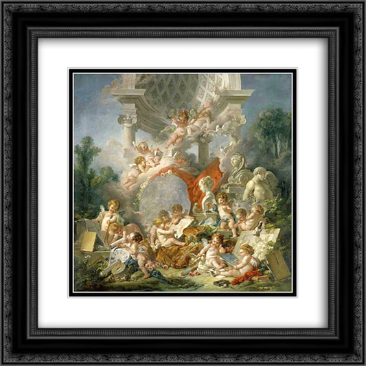 Geniuses of arts 20x20 Black Ornate Wood Framed Art Print Poster with Double Matting by Boucher, Francois