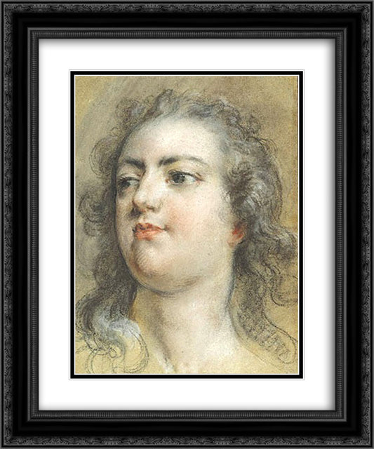 Head of King Louis XV 20x24 Black Ornate Wood Framed Art Print Poster with Double Matting by Boucher, Francois