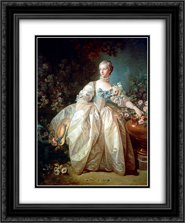 Madame Bergeret 20x24 Black Ornate Wood Framed Art Print Poster with Double Matting by Boucher, Francois