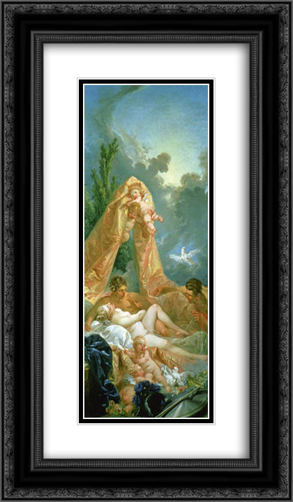 Mars and Venus 14x24 Black Ornate Wood Framed Art Print Poster with Double Matting by Boucher, Francois