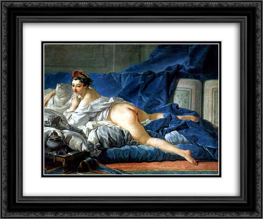 Odalisque 24x20 Black Ornate Wood Framed Art Print Poster with Double Matting by Boucher, Francois