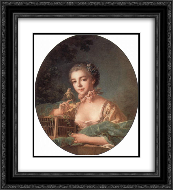 Portrait of the artist`s daughter 20x22 Black Ornate Wood Framed Art Print Poster with Double Matting by Boucher, Francois