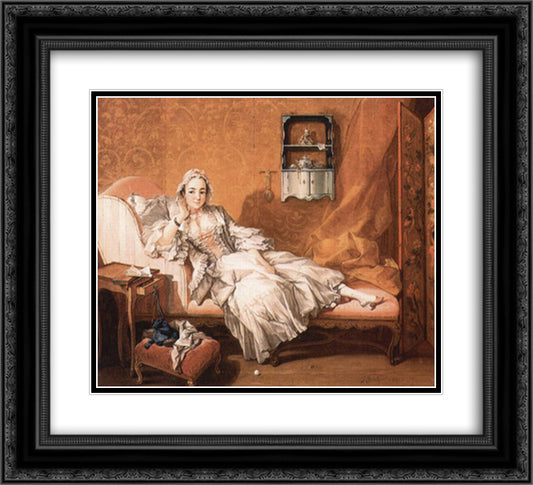 Portrait of the artist`s wife 22x20 Black Ornate Wood Framed Art Print Poster with Double Matting by Boucher, Francois