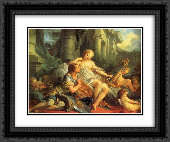 Rinaldo and Armida 24x20 Black Ornate Wood Framed Art Print Poster with Double Matting by Boucher, Francois