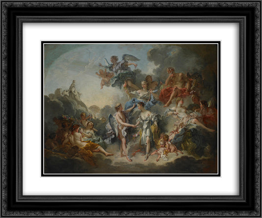 The Wedding of Psych et de l`Amour 24x20 Black Ornate Wood Framed Art Print Poster with Double Matting by Boucher, Francois