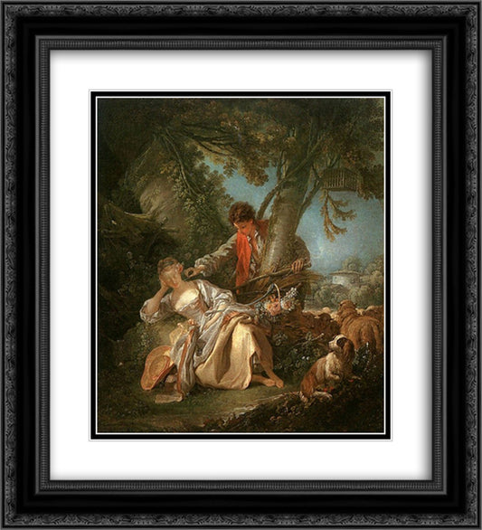 The interrupted sleep 20x22 Black Ornate Wood Framed Art Print Poster with Double Matting by Boucher, Francois