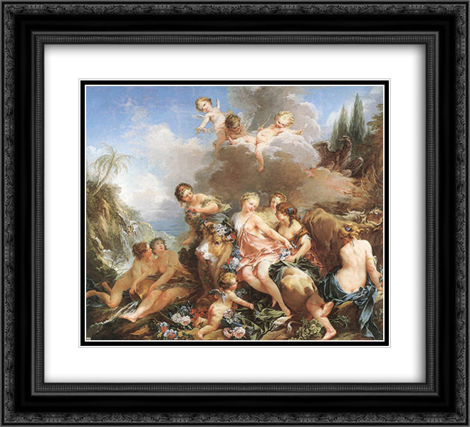 The Rape of Europa 22x20 Black Ornate Wood Framed Art Print Poster with Double Matting by Boucher, Francois